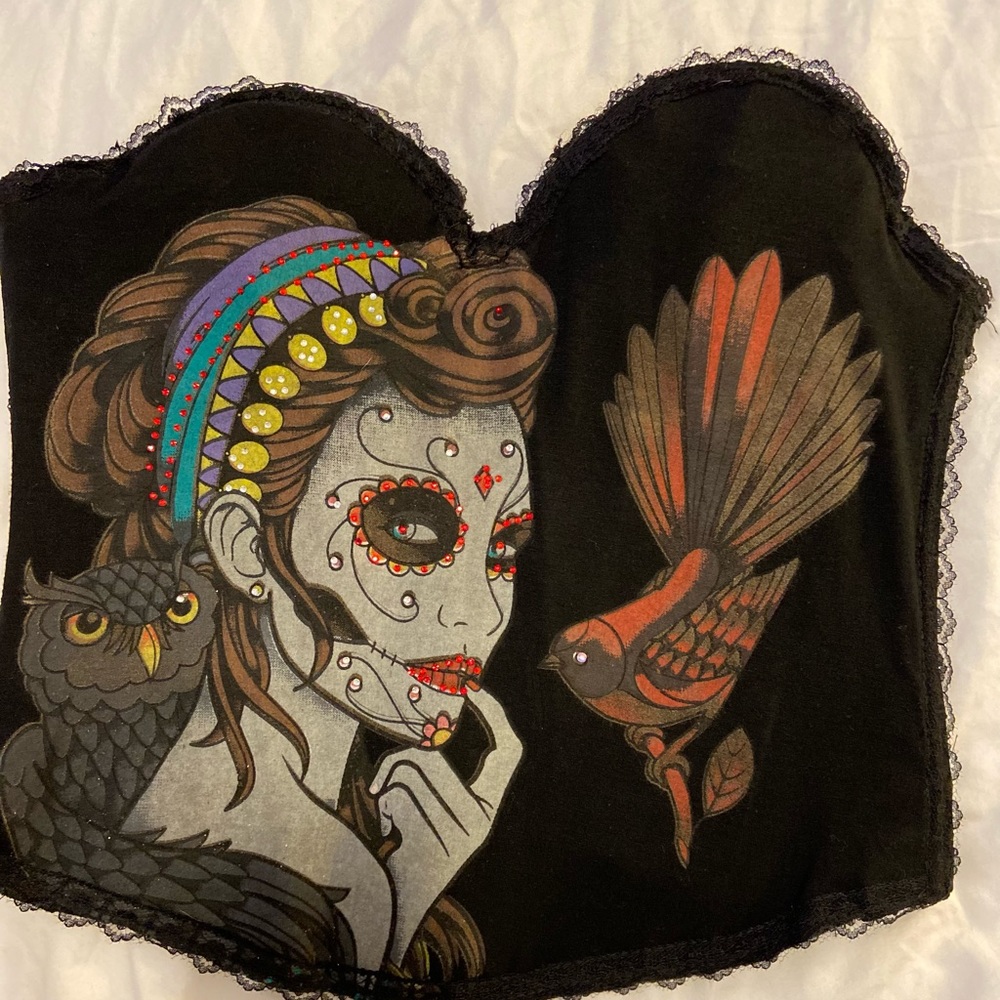 Day of the dead corset crop top